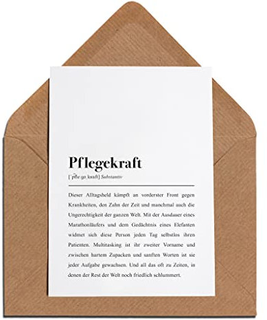 Pflegekraft Definition: Klappkarte mit Umschlag