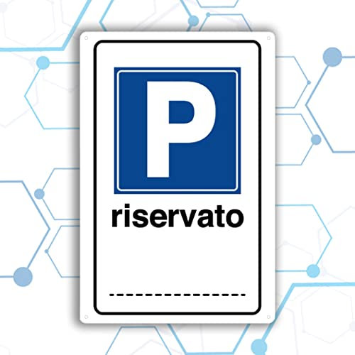 Nitek Cartello parcheggio riservato in PVC 30cm x 20cm– Cartello Autoadesivo| Sign, Schild | Impermeabili Lavabili, muri, cancelli