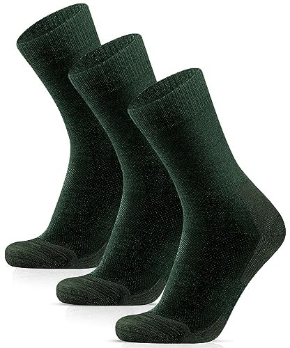 HIYATO Merino Wandersocken Herren & Damen 3 Paar - Gepolstert, 60% Merinowolle Thermosocken, Wintersocken - für Trekking, Outdoor und Sport (43-46, 3 Paar | Grün)