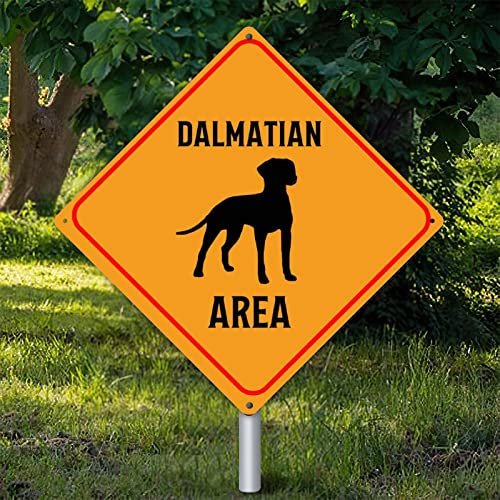 Yelolyio Dalmatiner Bereich Wandkunst Dekor Metallschild Warnschild Vorsicht Dalmatiner Retro Vintage Blechschild Lustige Aluminiumschilder 38,1 x 38,1 cm Geschenkschild für Garten Straße