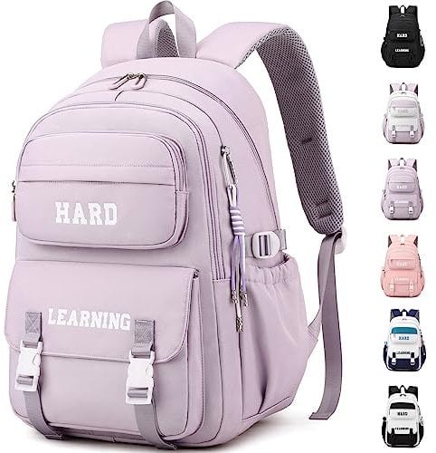 KESUDE Schulrucksack Mädchen Teenager, Groß Schul Rucksack Multi-Tasche Wasserdicht Schulranzen Rucksack Daypacks Backpack School bag Schultasche für Mädchen Damen, Lila