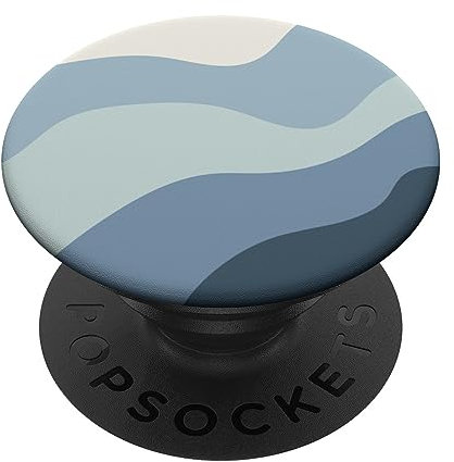 Modern Dusty Blue Abstract Boho Wavy Stripe PopSockets Adhesive PopGrip