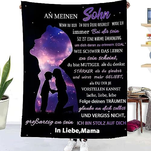 TDDKFB Personalisierte Kuscheldecke an Meine Sohn von Mutter,Mama für Sohn Luftpost Positiv Ermutigen Decke zur Liebe Geeignet,Super Flauschige Weiche Decke Anzug, Sofa,Reisen
