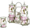 Baroni Home Menage - Aceite de vinagre de cerámica con soporte de metal, accesorio de cocina colorido resistente, línea Rose, 21 x 8 x 22 cm