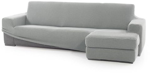 SOFASKINS® super elastischer Chaise Longue überzug, Sofabezug Kurze rechte Armlehne, Sofa überzug atmungsaktiv, bequem und langlebig, Kompatible Abmessungen des Sofas (210-340 cm), Farbe hellgrau