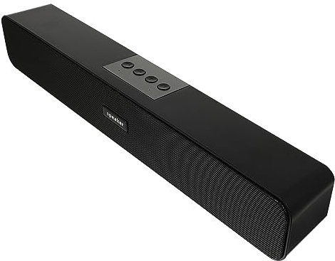 PartyKindom Kleiner Lautsprecher für PC mit Subwoofer, 4W, ABS, Schwarz | Funk Audio für Desktop, 1200mA, Echo Wand, Vier Einheiten, Platzsparend