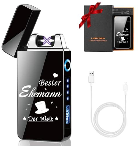 KIPIDA Vatertagsgeschenk für Papa, Feuerzeug Elektrisch, Personalisierte Geschenke Männer, Geschenke für Ehemann, Lichtbogen Feuerzeug mit Gravur für Vatertag, Papa, Beste Ehemann der Welt