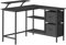 VASAGLE L-Shaped Desk with 2 Spacious Drawers, Gaming Desk with Monitor Stand, Corner Desk, Computer Desk with Adjustable Storage Shelf, for Home Office, Ebony Black LWD097B56