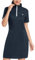 JINSHI Women's Polo Dress, Shirt Stretch Golf Tennis Workout Athletic Dress Short Sleeve Casual Sports Dresses Ladies with Pockets Navy Size XL