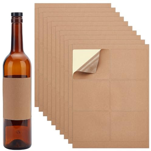 PH PandaHall 120pz Etichette Adesive per Bottiglie di Vino Etichetta per Vino Vuota, Etichetta Adesive Marrone Rettangolari per Bottiglie di Marmellata Lavori Manuali Confezioni Regalo, 10x8.5 cm
