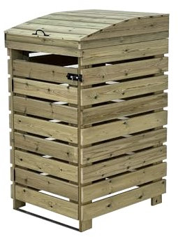 BinBreeze wheelie bin storage unit, wooden outdoor cover, recycling box storage (Single, without shelf)
