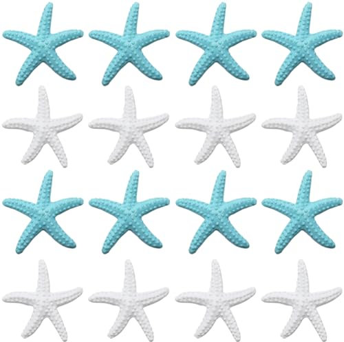 GORGECRAFT Seestern-Ornamente aus Kunstharz, bunt, Ozean, Meer, Strand, Mini-Kunststift, Finger, Seestern, Dekoration für Weihnachtsbaum, zum Aufhängen, Hochzeit, Party, Zuhause, Basteln, Blau, Weiß,