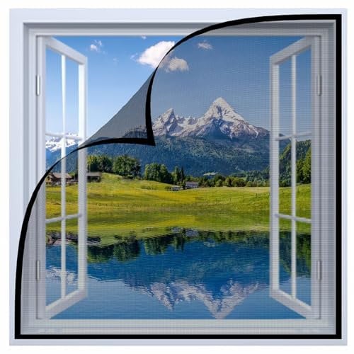 FenêTres Moustiquaires,70x130cm Fliegengitter,Fenster Fliegenvorhang Insektenschutz, Fliegengitter Fenster, Fliegengitter Fenster Insektenschutz,Noir