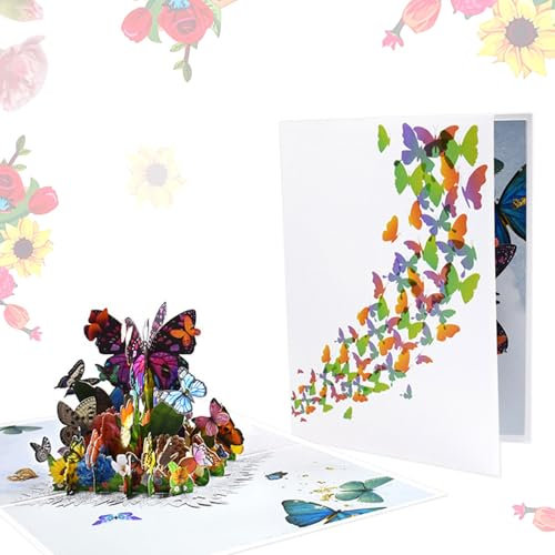 scicent Pop-Up Karte Schmetterlinge auf Blumen 3D Geburtstagskarte für Frau Freundin & Mutter Glückwunschkarte zum Geburtstag für Geldgeschenk - 31911