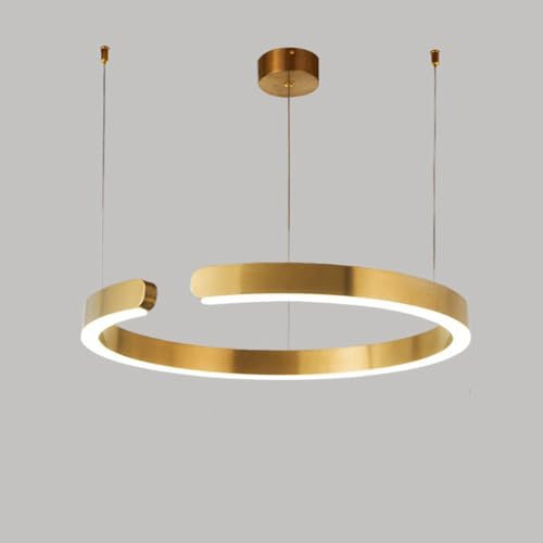 SPARFGJ Modern LED Pendant Light with Irregular Ring Chandeliers Rose Gold Kitchen Island Light Fixture Contemporary Circular Halo Ceiling Hanging Lamp for Foyer Entryway Living Room Bedroom