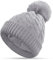CAOZITOU Mütze Damen, Strickmützen Beanie Double Fleece Line, Warme Dehnbar Weich Wintermütze mit Abnehmbarer Bommel für Outdoor Sports Ski (Hellgrau)