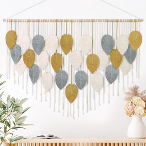 LOMOHOO Makramee-Wandbehang, große Boho-Heimdekoration, böhmische gewebte Dekoration für Schlafzimmer, Wohnzimmer, Wohnheim, Galerie, perfekte handgefertigte Geschenkideen (130,8 cm B x 85,1 cm L)