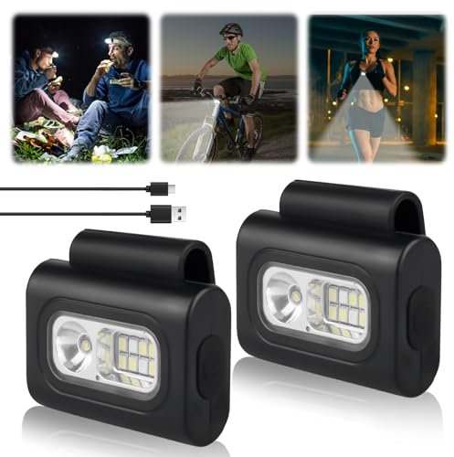 2 Stück PRO LED Clip Lampe, Stark Magnet Clip-licht mit 6 Lichtmodi, USB Wiederaufladbar Lauflicht Lampe, Wasserdicht Nacht Clip Lauflicht Laufzubehör Licht für Joggen Camping Wandern Laufe (2 Stück)