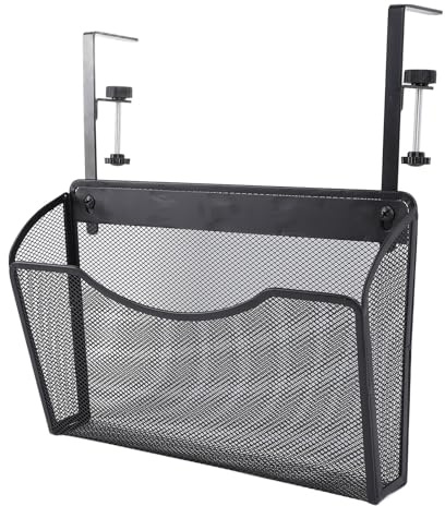 Luocute Desk Side Storage, Hanging Desk Organizer No Drill Carbon Steel Under Storage Laptop Holder, Adjustable Document Shelf Desking Side Storage Organizer for Office Home, Stylish