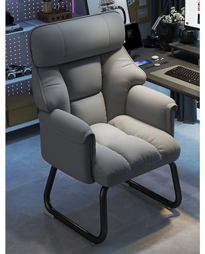 Silla Gaming Oficina Escritorio Sillon Ergonomica Tocador Juvenil Pc Trabajo Office Chair Sin Ruedas,Ajuste Ángulo 5 Posiciones,90-180°,Alta Capacidad Peso,Soporte Acolchado Grueso FUKEFUZ(Light gray,