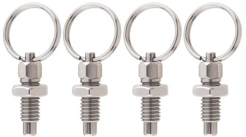 EMSea 4 Pezzi Pistone A Molla Con Anello Di Trazione M6 Perno A Sgancio Rapido Acciaio Inossidabile Tipo Non Bloccante Pistone A Molla Retrattile Manuale Tozzo Per Attrezzature Industriali