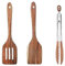 SANTUO 2 Stück Pfannenwender Holz(30cm) Mit Langem Griff Und Schlitzwender, Küchenzange Grillzange Holz(29cm) Olivenholz Zange, Kchen Spatel Set Schutz Vor Kratzer Für Pfanne