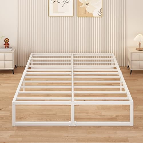 Yicensen Metallbett 180x200 cm mit Lattenrost Metall 35cm Höhe Bettrahmen Doppelbett Stabiles Leichte Montage, Weiß