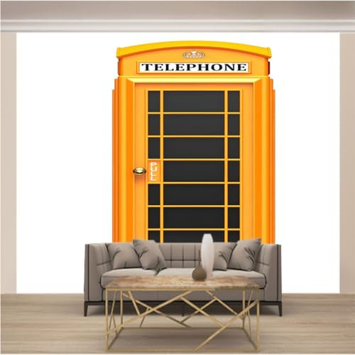 Papier Peint Panoramique Trompe l'oeil 3d Chambre Adulte Enfants Art Papier Peint Intissé Mural Moderne Toison Salon Chambre à Coucherr Salle L 200cm x 140cm (Largeur x Hauteur) Cabine Téléphonique
