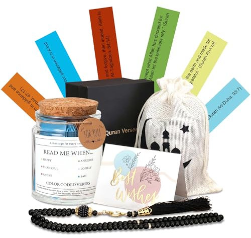Koranvers-Glas, islamischer Ramadan und Eid Geschenke für Frauen und Männer, muslimischer Koran, tägliche Bestätigungsverse, Hoffnung und Gebetsglas, spiritueller Komfort lesen für Emotionen und