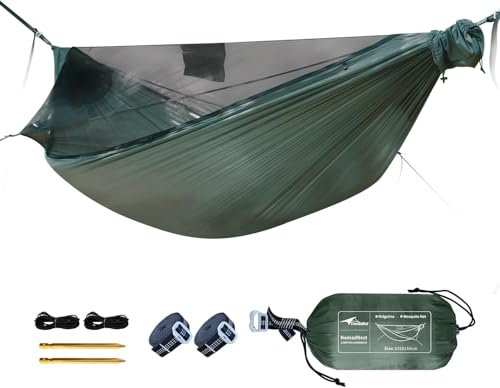 Travel Bird NomadNest 11ft Camping Hängematte mit Moskitonetz und Ridge Rope, Abnehmbare Full-Open Mesh, Leichte Tragbare Hängematten für Camping Wandern Backpacking
