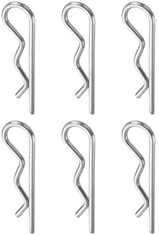QUARKZMAN 6Pcs Pasador Enganche 5mm x 100mm Clips R 304 Acero Inox Plateado | Pasador Retención Horquilla Clavija Chaveta Kit Variedad Clips, Cortacéspedes Carros Camión, Pasador Enganche