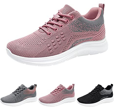 Zapatillas deportivas para mujer, con suela suave, suela plana, transpirables, antideslizantes, de un solo color, cómodas, Rosa., 38 EU