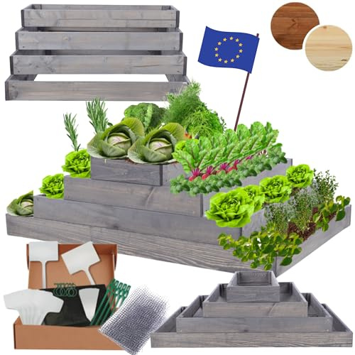 MODO24 Hochbeet Holz, Blumenkasten, Gartenbeet, 36x117x80cm, Grau | Robustes Kräuterbeet & Pflanzbeet aus Kiefernholz, Dekoratives Blumenbeet & Gartenbeet für Garten, Balkon & Terrasse