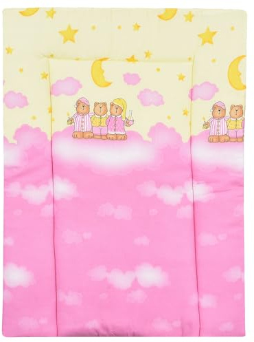 Baby Delux Wickelauflage Wickelunterlage 60x75 cm 75x70 cm weiche Wickeltischauflage Baumwolle wasserdicht waschbar (Good Night rosa, 60x75)