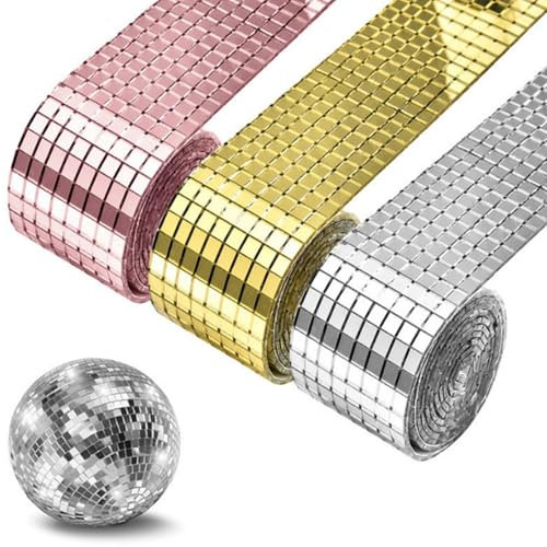 4 Rouleaux 6400 Pièces Mosaique Miroir Autocollant, Adhésif Carreaux Mosaïque Carré Miroir, mini carreaux de mosaïque miroir, Mini miroir mosaïque autocollant, autocollants en forme de boule à disco,