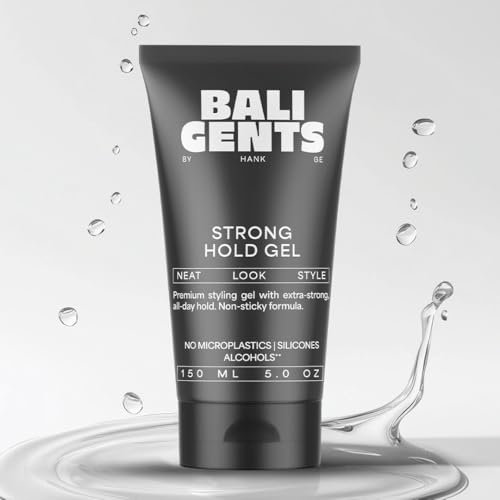 BALI GENTS Strong Hold Gel – Styling Gel für Männer mit extra starkem Halt & natürlichem Glanz – Nicht klebrig – Ohne Silikone & austrocknende Alkohole – Vegan – 150 ml