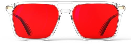 Goiteia Lunettes 100% bloquant la lumière bleue – Lunettes de sommeil rouges pour un blocage total de la lumière bleue et verte – Soulage la fatigue oculaire et améliore le sommeil