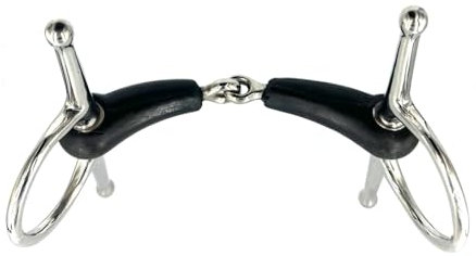 Equine Smile ES0104 Gebiss Knebeltrense Schenkeltrense Einfach Gebrochen mit Gummi aus Edelstahl 21 mm (11.5 cm)