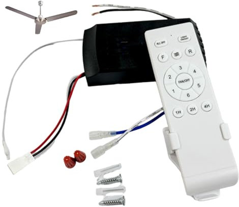 Hbbgdiy Reemplazo del Kit de Control Remoto del Ventilador de Techo de 6V de 6 V, transmisor inalámbrico montado en la Pared para Ventilador de Inicio, módulo de Receptor Remoto (batería no incluida)