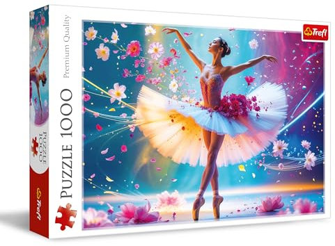 Trefl – Tanzende Ballerina – Puzzle mit 1000 Teilen – Puzzle mit Einer tanzenden Ballerina in Einer Blumenumgebung, für Erwachsene und Kinder ab 14 Jahren