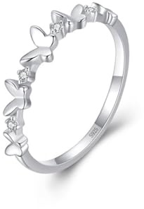 Aotiwe Verlobungsring 925 Sterling Silber, Ringe Frauen für mittelfinger Silber Schmetterling mit Rundschliff Weiß Zirkonia