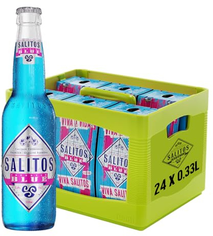 SALITOS BLUE, 24 x 0,33l Glas Mehrwegflaschen im Kasten, enthält 6 x 4er Pack, Mischgetränk mit frischem Beeren-Geschmack, 5,0% Vol. – der ideale Begleiter für chillige Abende mit Freunden