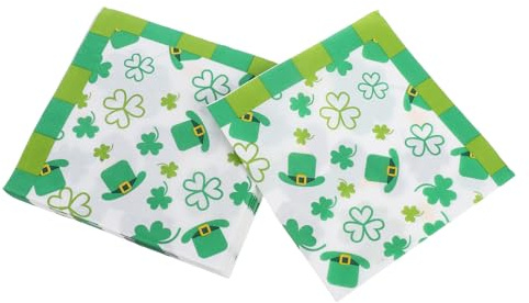 SOPOTUTU 20 Stück Einweg Servietten mit Kleeblatt für Patrick's Day Hochwertige Papierservietten für Partys und Alltägliche Mahlzeiten für Irische Feierlichkeiten