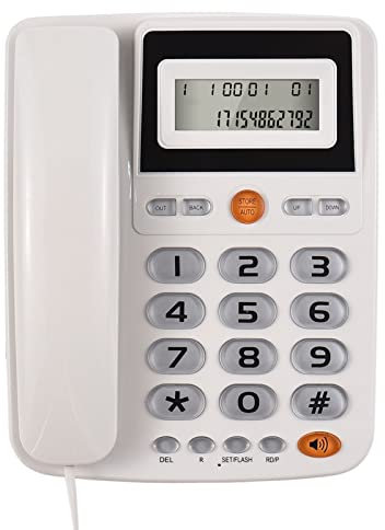 C05 - Telefono con cavo, bianco, rosso o nero, 21 x 17 x 7 cm, 508 g con base, cavo a spirale, cavo di linea, utente