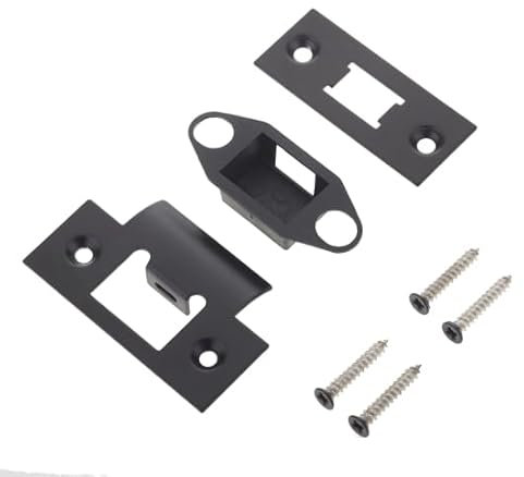 Kooples Hardware Accessory Pack for Heavy Duty Tubular Latches – Replacement Strike Plate, Faceplate & Screws – Universal Door Latch Hardware Kit (Black)