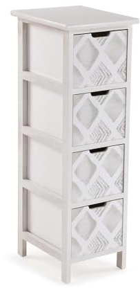 Versa Eco Kommode mit 4 Schubladen, moderner Stil, 80 x 26 x 32 cm, MDF und Paulownia-Holz, weiß