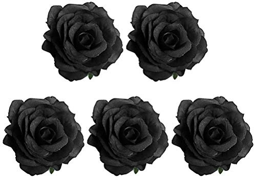 EPIGEIST Broche Rose Funéraire Artificielle Noire 5 Pièces Petite Taille Accessoire Funéraire Pour Cérémonie Et Deuil Pince à Cheveux Rose Décorative