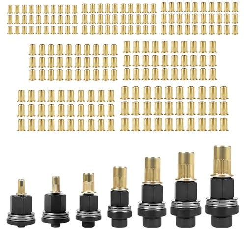 KOVSGQ Nietmuttern Gewindenieten Einpressmuttern Einziehmuttern für M3 M4 M5 M6 M8 M10 M12 217Stk Nietenzange Nietmuttern für Nietmutter Werkzeug Manuelle Nietmaschine (je 30 Muttern)