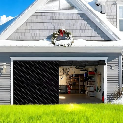 Garage Magnetische Thermische Isolierte Tür Vorhang, Garagentorschutz für den Wintern, 488x213cm 183x213cm 244x213cm 549x274cm Wetterfest Garagentor-Vorhänge(Schwarz,W8xH9.5ft/244x290cm)