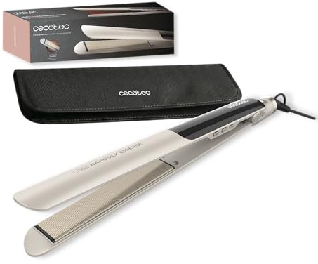 Cecotec Schmales Glätteisen mit Kabel Lisse NanoSilk Essence Champagne | Temperaturbereich 130 bis 230 °C, HeatMax-Funktion für Schnelle Aufheizung, Schmales Design für Präzises Glätten, Kompaktes